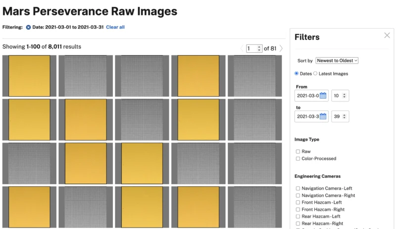 Imágenes del Rover Perseverance de la NASA